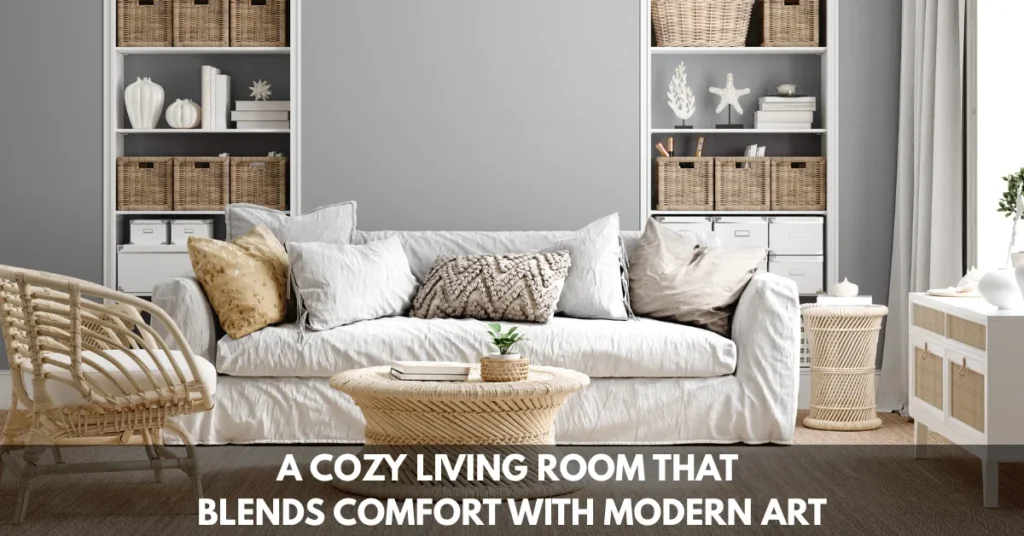 A Cozy Living Room That Blends Comfort with Modern Art
